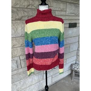 vintage 90s Rainbow striped turtleneck sweater